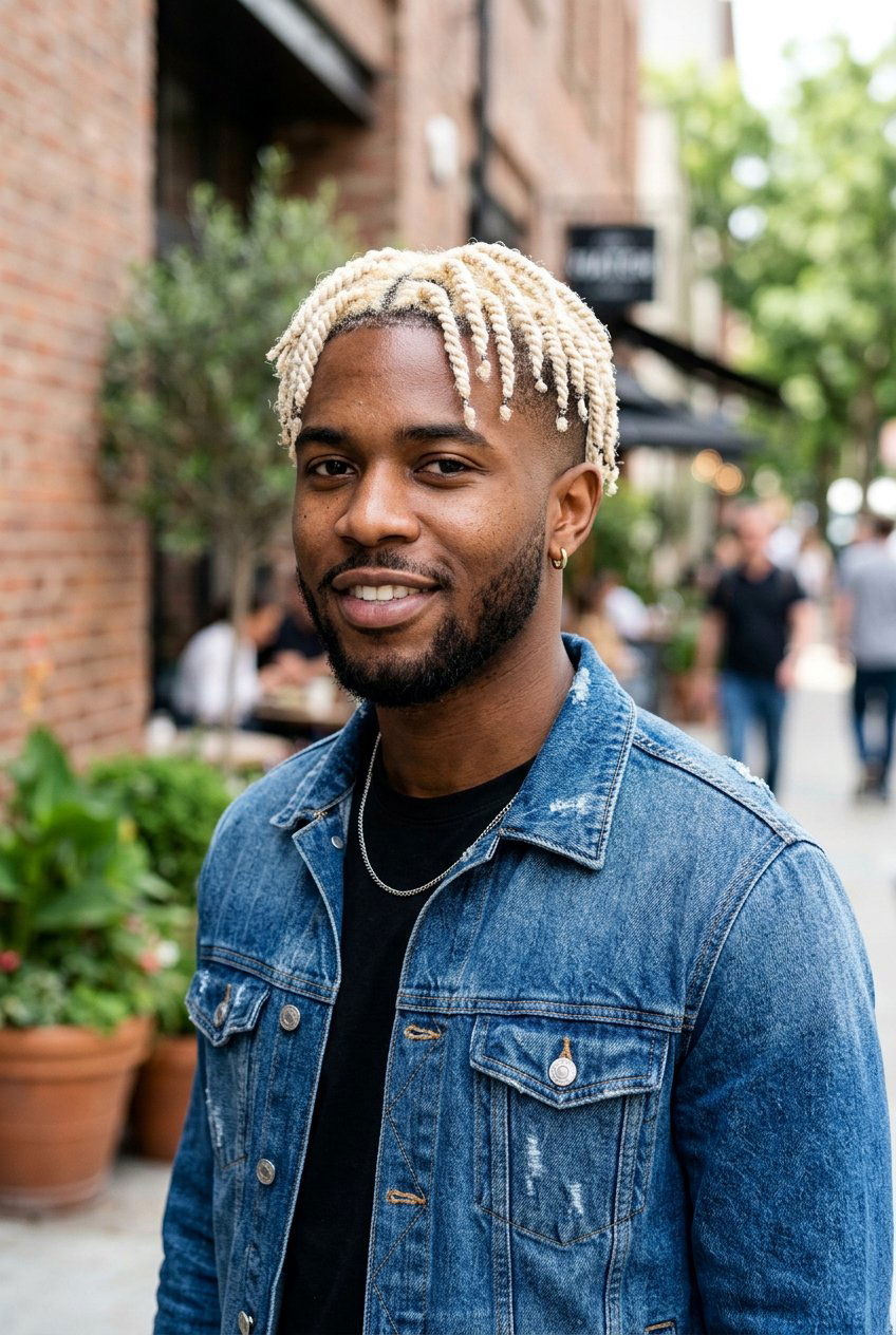 Bleached Hair Twists Taper Fade - 20 twists with taper fade for black men - 20 twists with taper fade for black men