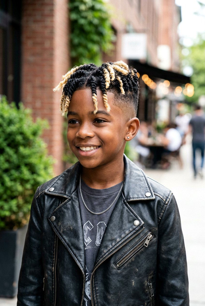 Bleached Tips Twists Fade - 20 boys twists with fade - 20 boys twists with fade