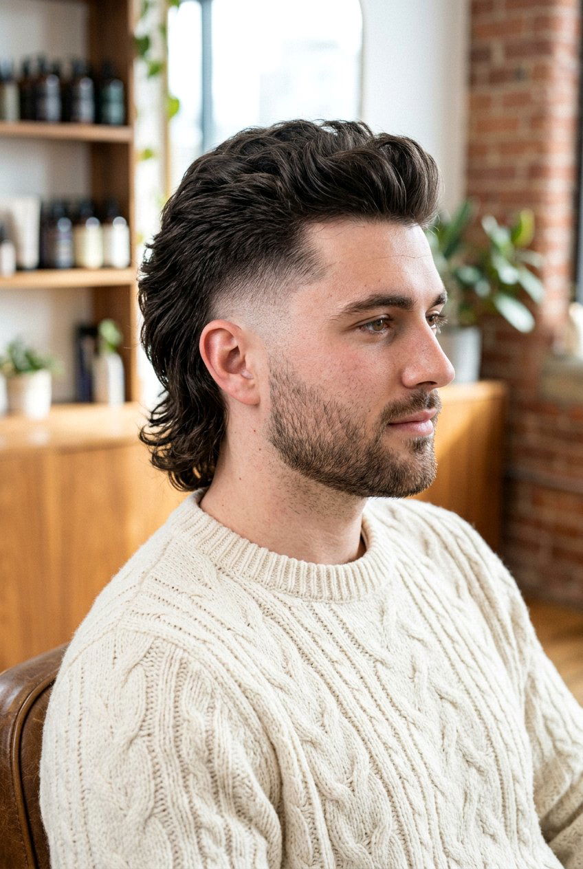 Blended Burst Fade Mullet - 20 burst fade with mullet men - 20 burst fade with mullet men