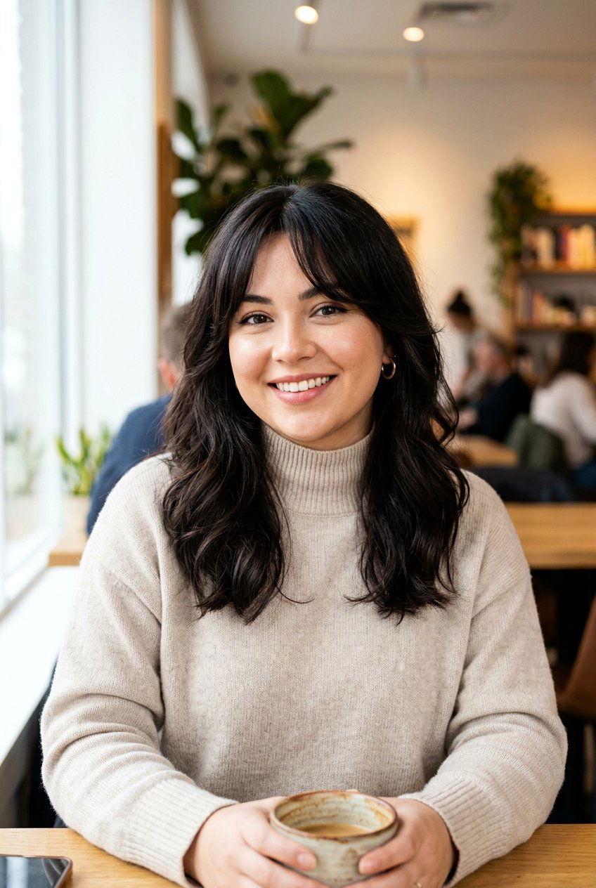 Blended Curtain Fringe Round Face - 20 curtain fringe for round face women - 20 curtain fringe for round face women