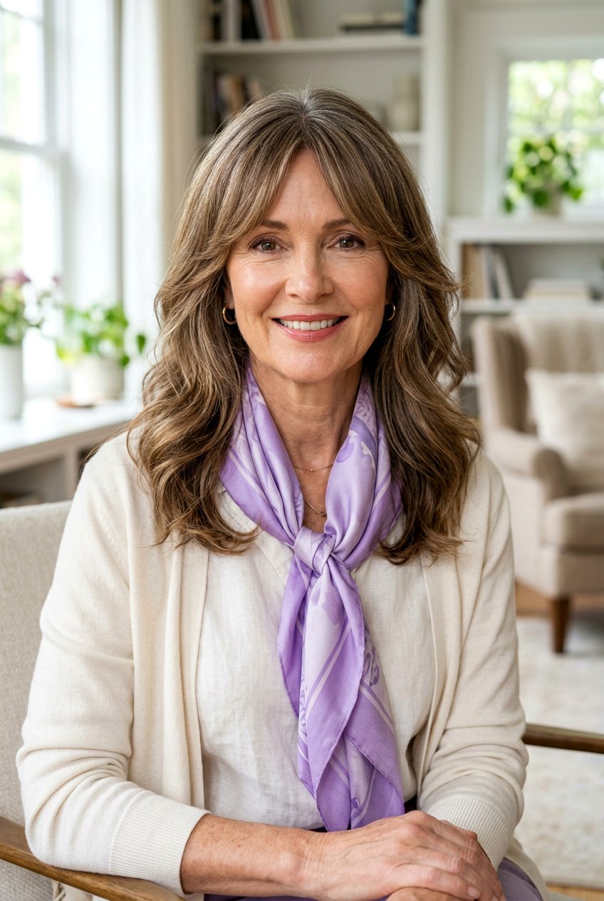 Blended Middle Part Fringe - 20 soft fringe haircut for mature women - 20 soft fringe haircut for mature women