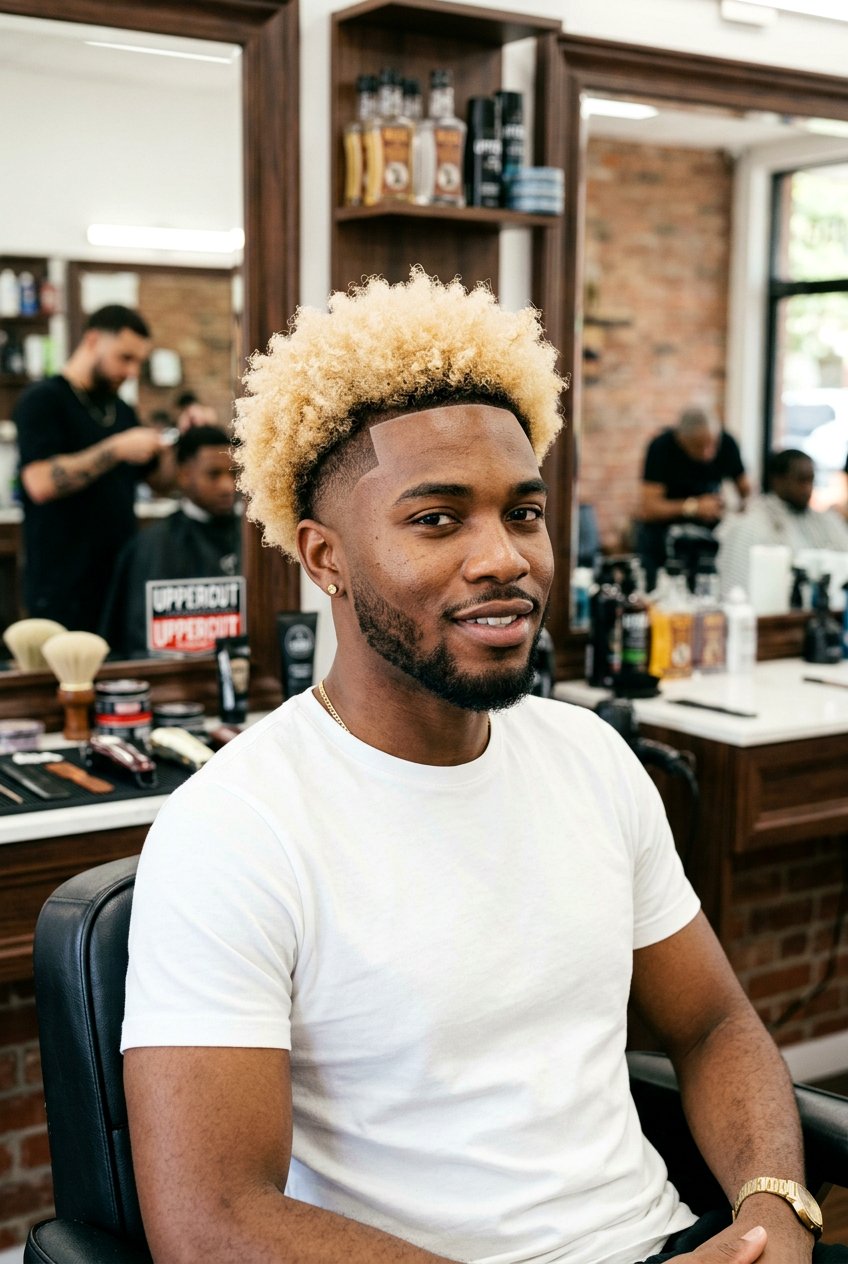 Blonde Afro Taper With Line Up - 20 afro taper with line up - 20 afro taper with line up