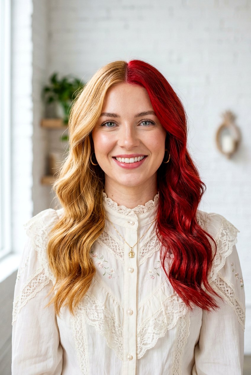 Blonde And Red Split Hair Color - 20 alternative split hair color - 20 alternative split hair color