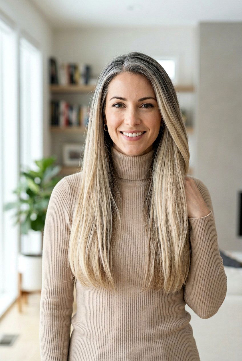 Blonde Balayage Blending Gray for Dark Roots - 20 balayage for gray blending - 20 balayage for gray blending