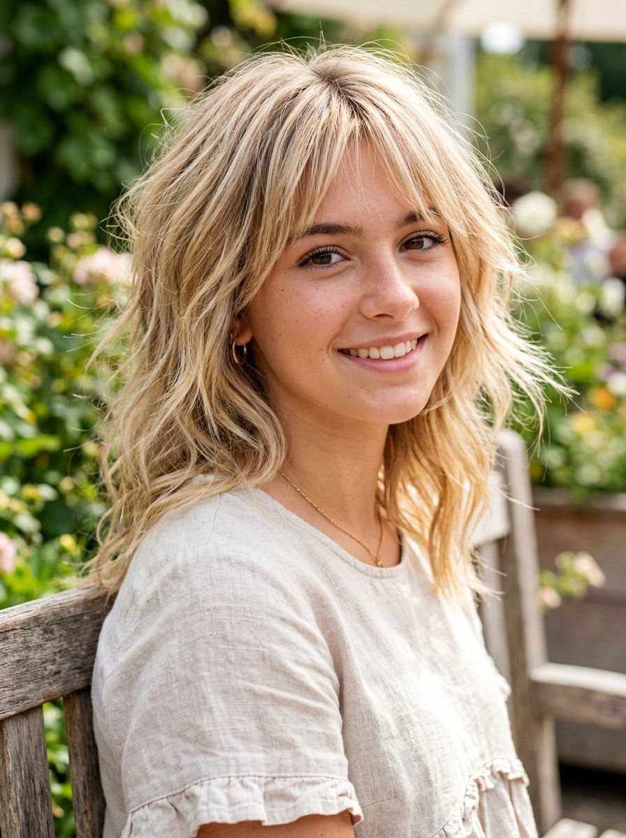 Blonde Balayage Shag Haircut - 20 teen girls shoulder length shag haircut - 20 teen girls shoulder length shag haircut