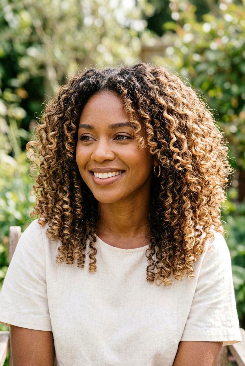 Blonde Balayage on Type 3 Curly Hair - 20 blonde highlights for curly hair - 20 blonde highlights for curly hair