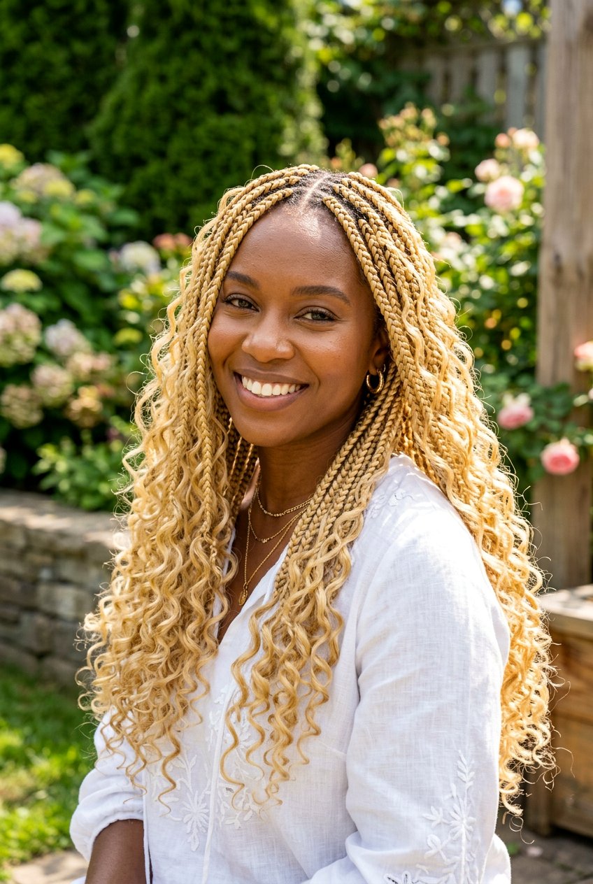 Blonde Bohemian Box Braids - 20 bohemian box braids - 20 bohemian box braids