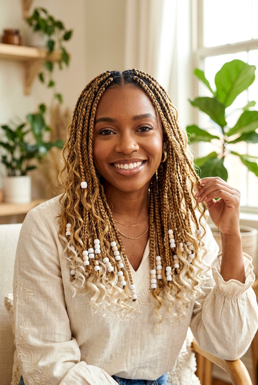 Blonde Bohemian Knotless Braids With Beads - 20 bohemian knotless braids with beads - 20 bohemian knotless braids with beads
