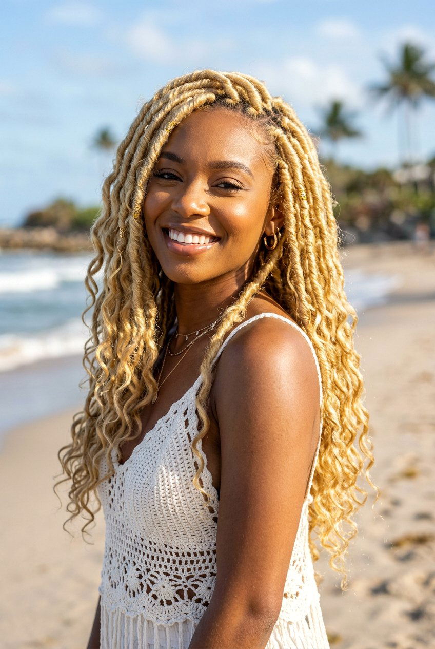 Blonde Boho Faux Locs - 20 boho faux loc hairstyles - 20 boho faux loc hairstyles
