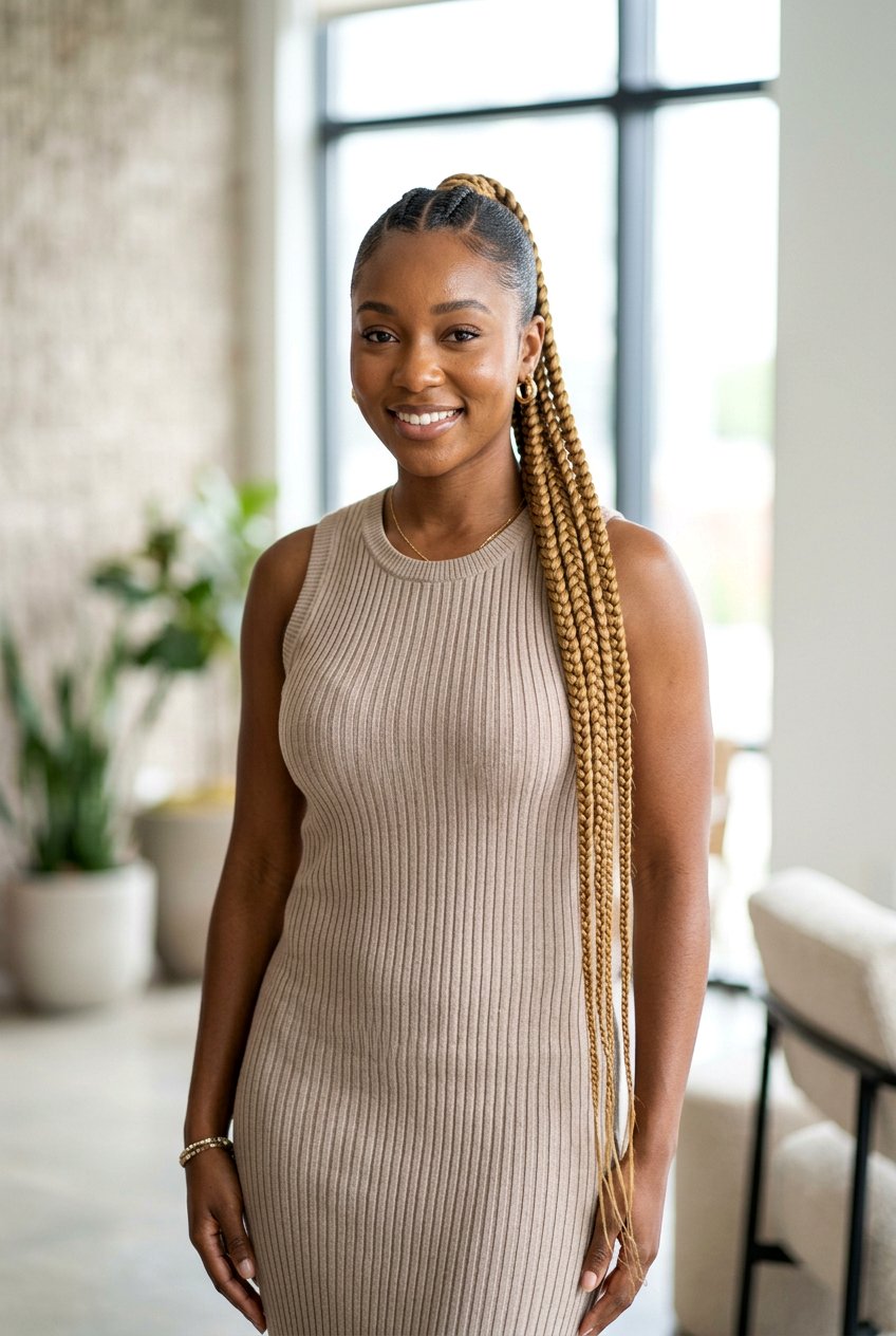 Blonde Braided Ponytail - 20 braided ponytail for black women - 20 braided ponytail for black women