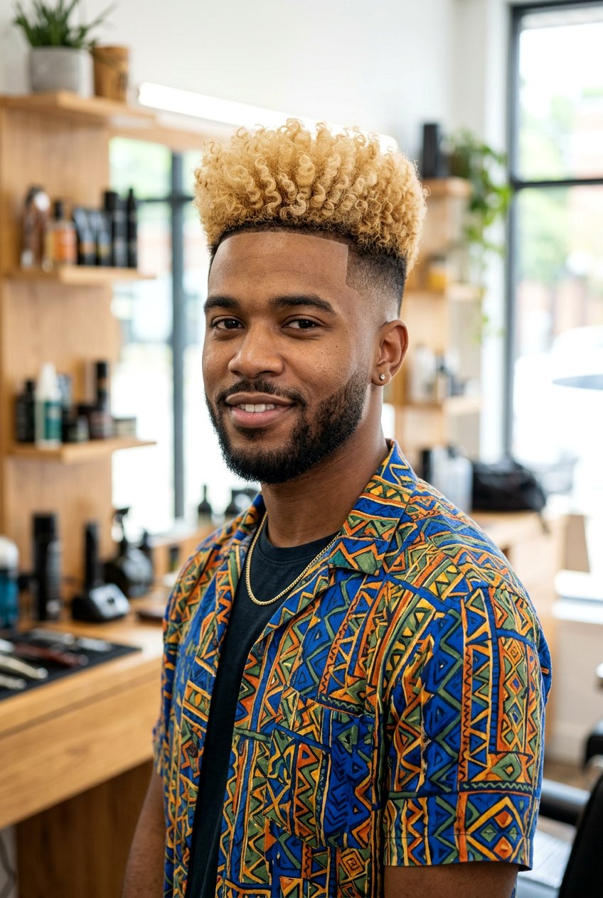 Blonde Curly High Top Fade - 20 curly high top fade haircut - 20 curly high top fade haircut