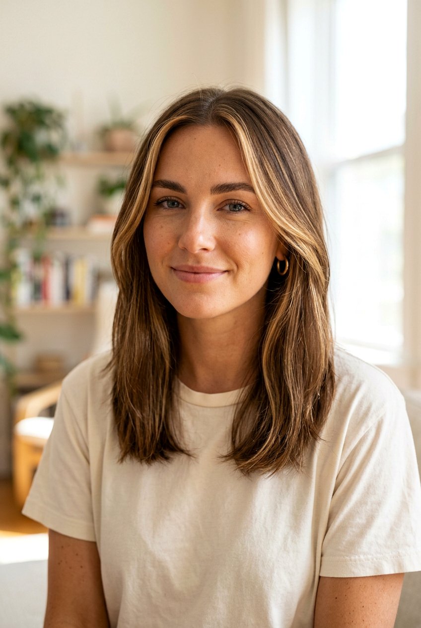 Blonde Face Framing Partial Highlights on Brown Hair - 20 partial highlights on brown hair - 20 partial highlights on brown hair