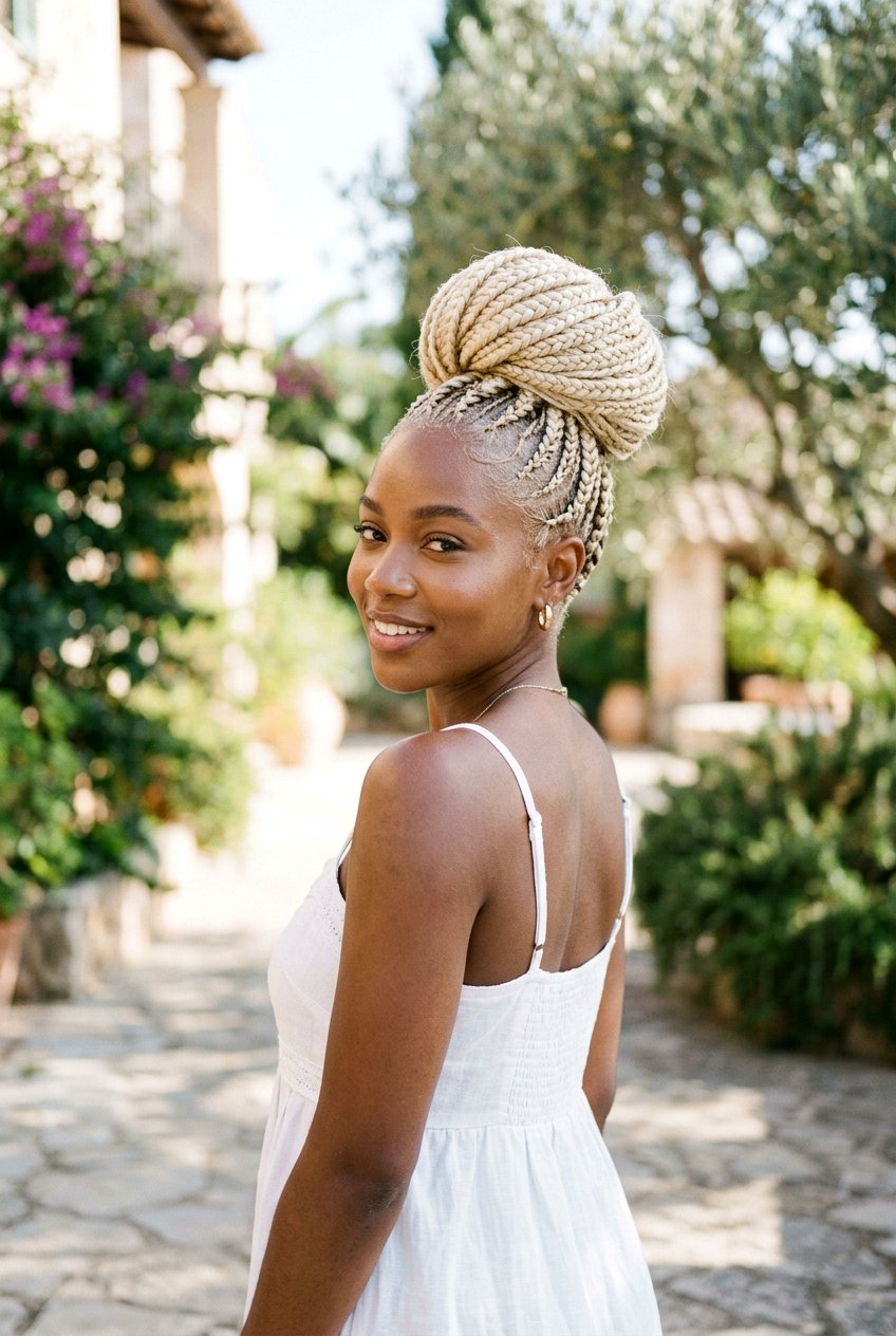 Blonde Feed In Braids Bun - 20 feed in braids bun hairstyle - 20 feed in braids bun hairstyle