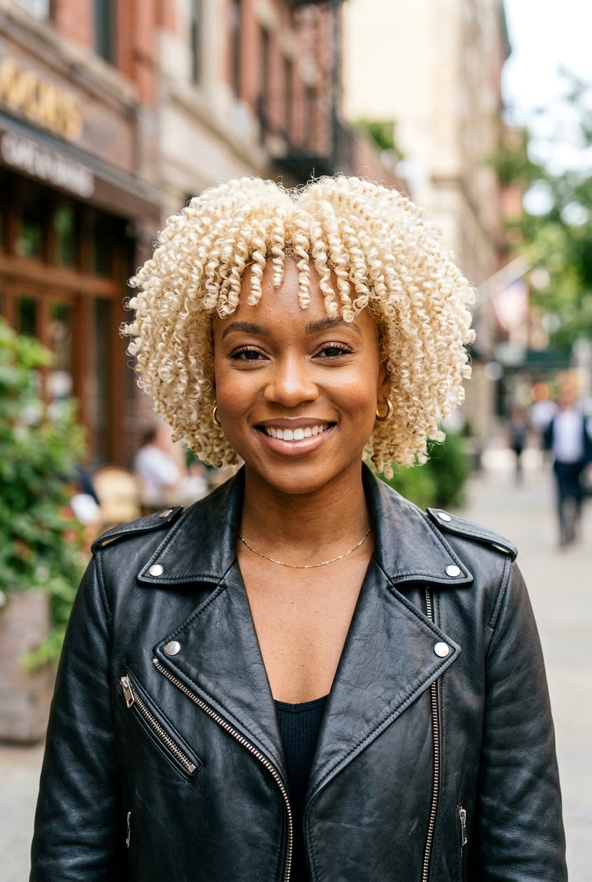 Blonde Finger Coils - 20 finger coils hairstyle for natural hair - 20 finger coils hairstyle for natural hair