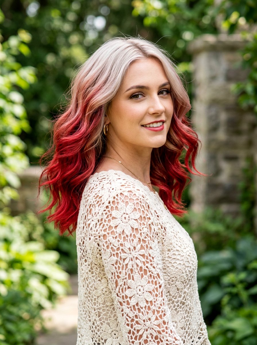 Blonde Hair With Cherry Red Balayage - 20 cherry red balayage for summer - 20 cherry red balayage for summer
