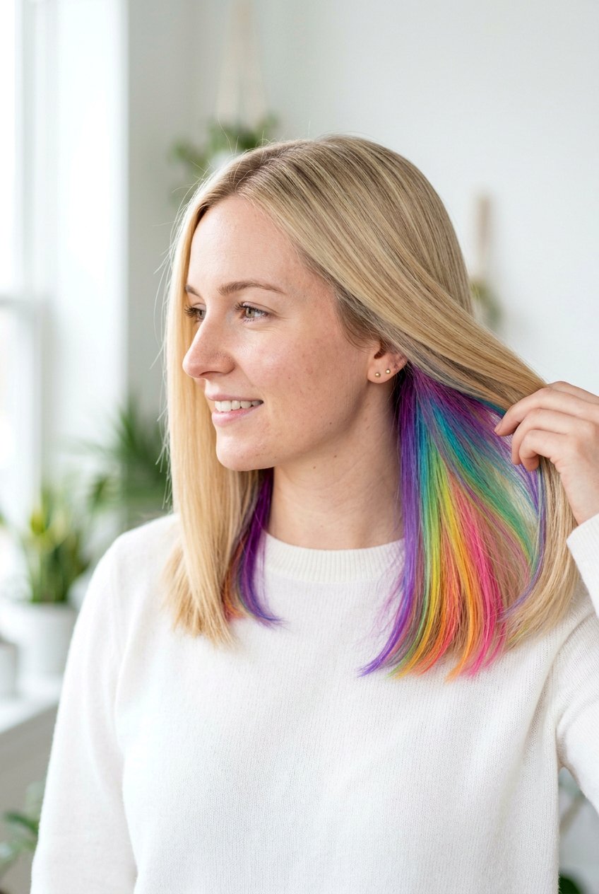 Blonde Hair With Colorful Underlights - 20 rave hairstyles for women - 20 rave hairstyles for women