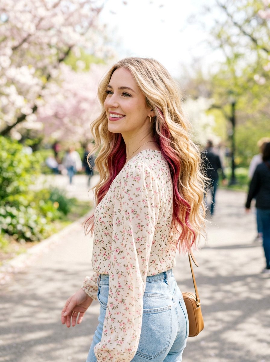 Blonde Hair With Pink Peekaboo Underneath - 20 pink peekaboo hair color - 20 pink peekaboo hair color