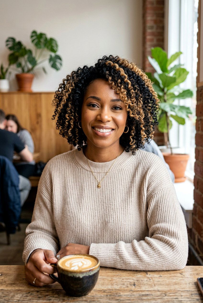 Blonde Highlighted Crochet Bob - 20 crochet curly bob for black women - 20 crochet curly bob for black women