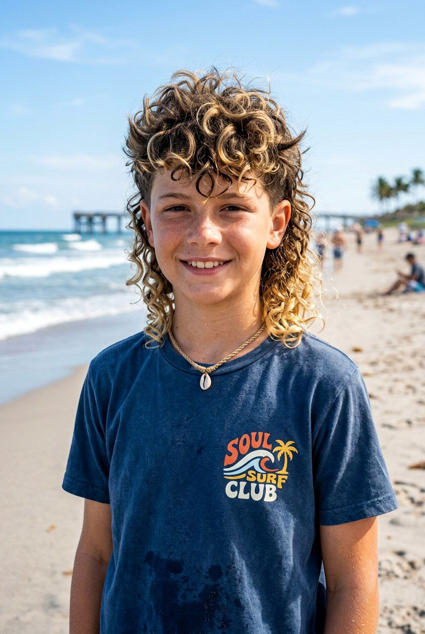 Blonde Highlights Curly Mullet - 20 curly mullet haircut for boys - 20 curly mullet haircut for boys