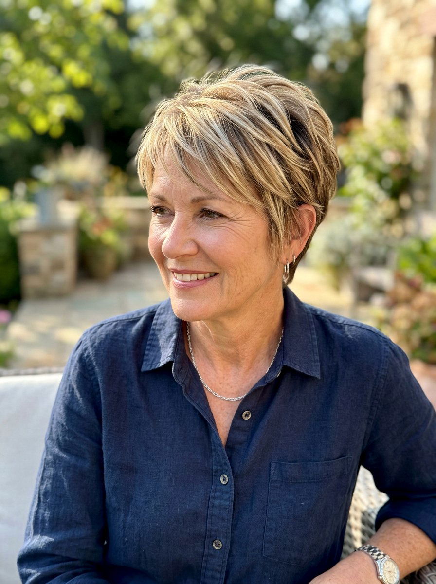 Blonde Highlights Pixie - 20 pixie cut for mature fine hair - 20 pixie cut for mature fine hair