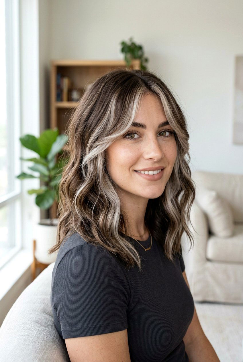 Blonde Highlights on Brown Hair with Curtain Bangs - 20 cool blonde highlights on brown hair - 20 cool blonde highlights on brown hair