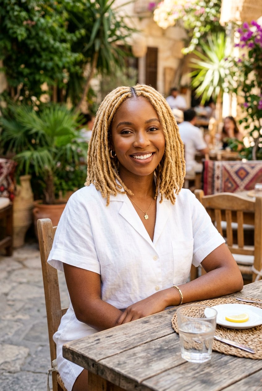 Blonde Loc Bob Middle Part - 20 loc bob with middle part - 20 loc bob with middle part