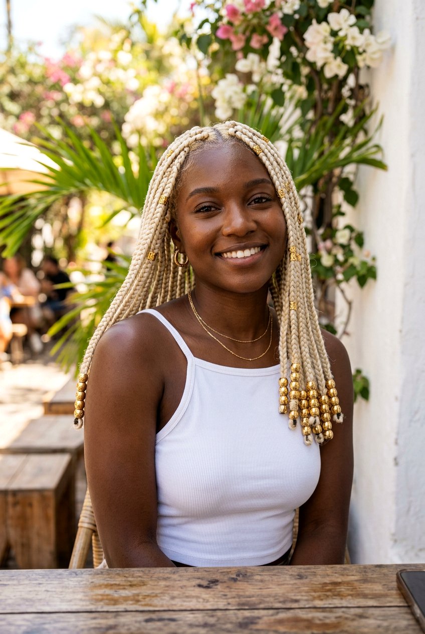 Blonde Medium Knotless Braids With Beads - 20 medium knotless braids with beads - 20 medium knotless braids with beads