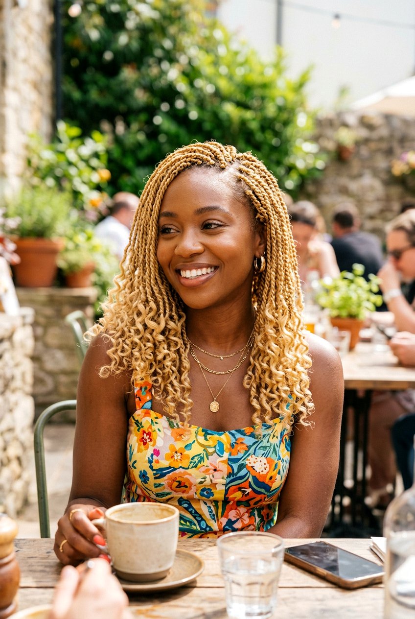 Blonde Mini Twists With Curly Ends - 20 mini twists with curly ends - 20 mini twists with curly ends