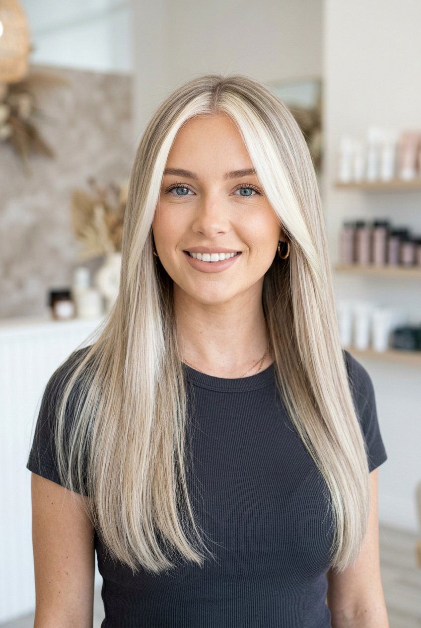 Blonde Money Piece Hair - 20 contour highlights hair - 20 contour highlights hair