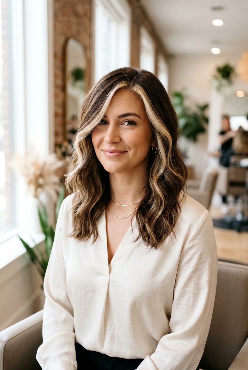 Blonde Money Piece On Brunette With Side Part - 20 subtle blonde money piece on brunette - 20 subtle blonde money piece on brunette