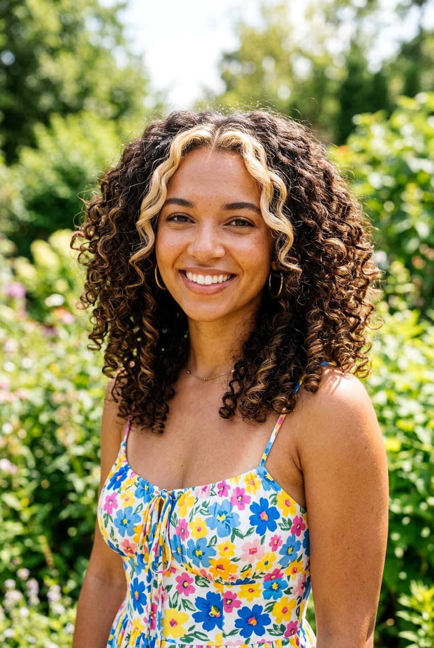 Blonde Money Piece On Curly Hair - 20 chunky blonde front pieces - 20 chunky blonde front pieces