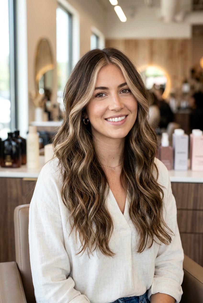 Blonde Money Piece On Medium Brunette With Long Layers - 20 subtle blonde money piece on brunette - 20 subtle blonde money piece on brunette