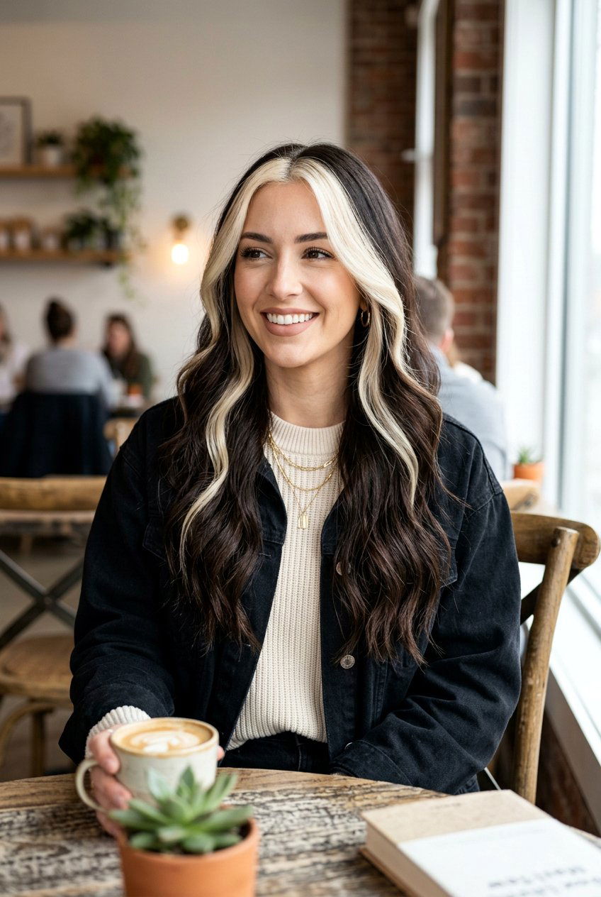 Blonde Money Piece on Brown Hair - 20 brown hair with face framing highlights - 20 brown hair with face framing highlights