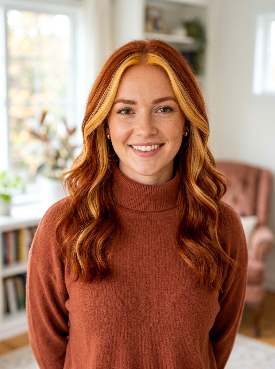 Blonde Money Piece on Red Hair - 20 pumpkin spice money piece hair - 20 pumpkin spice money piece hair