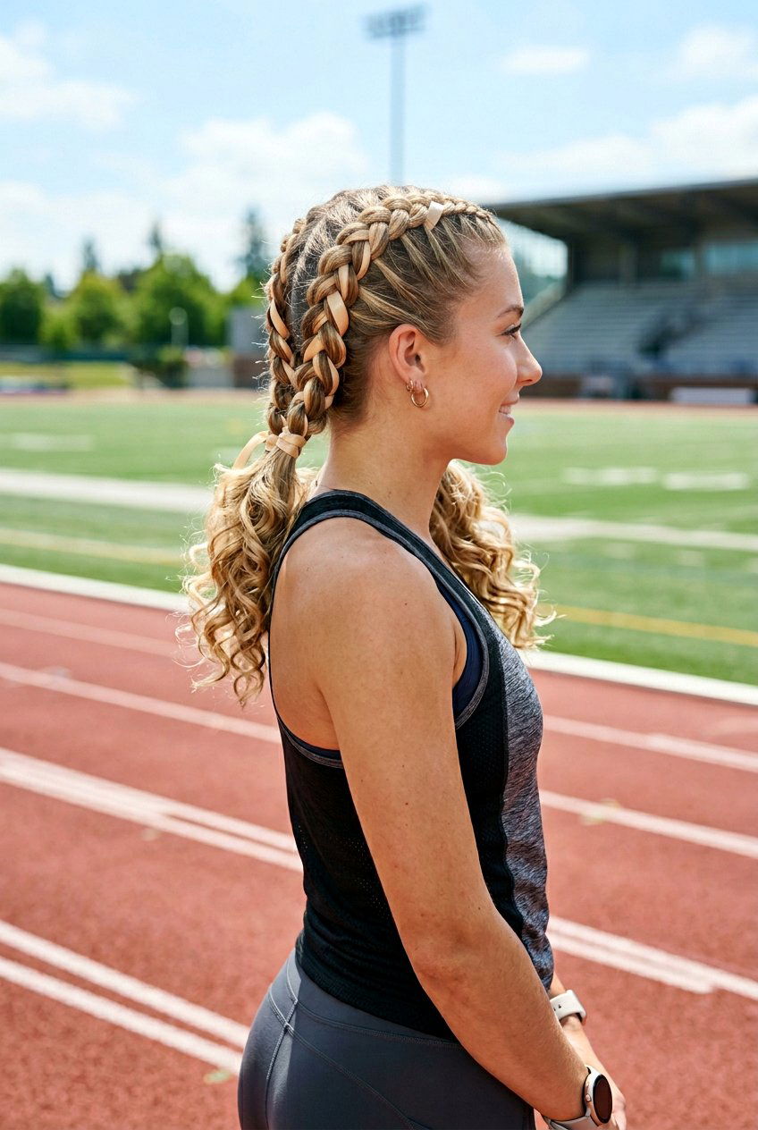 Blonde Ribbon Double Dutch Braids Medium Layered Hair - 20 blonde ribbons for medium layered hair - 20 blonde ribbons for medium layered hair