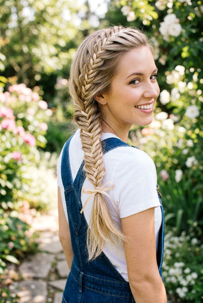 Blonde Ribbon Fishtail Braid Medium Layered Hair - 20 blonde ribbons for medium layered hair - 20 blonde ribbons for medium layered hair