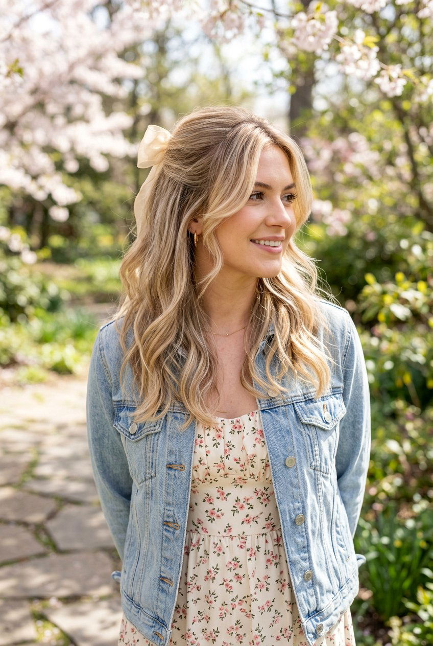 Blonde Ribbon Half Updo Medium Layered Hair - 20 blonde ribbons for medium layered hair - 20 blonde ribbons for medium layered hair