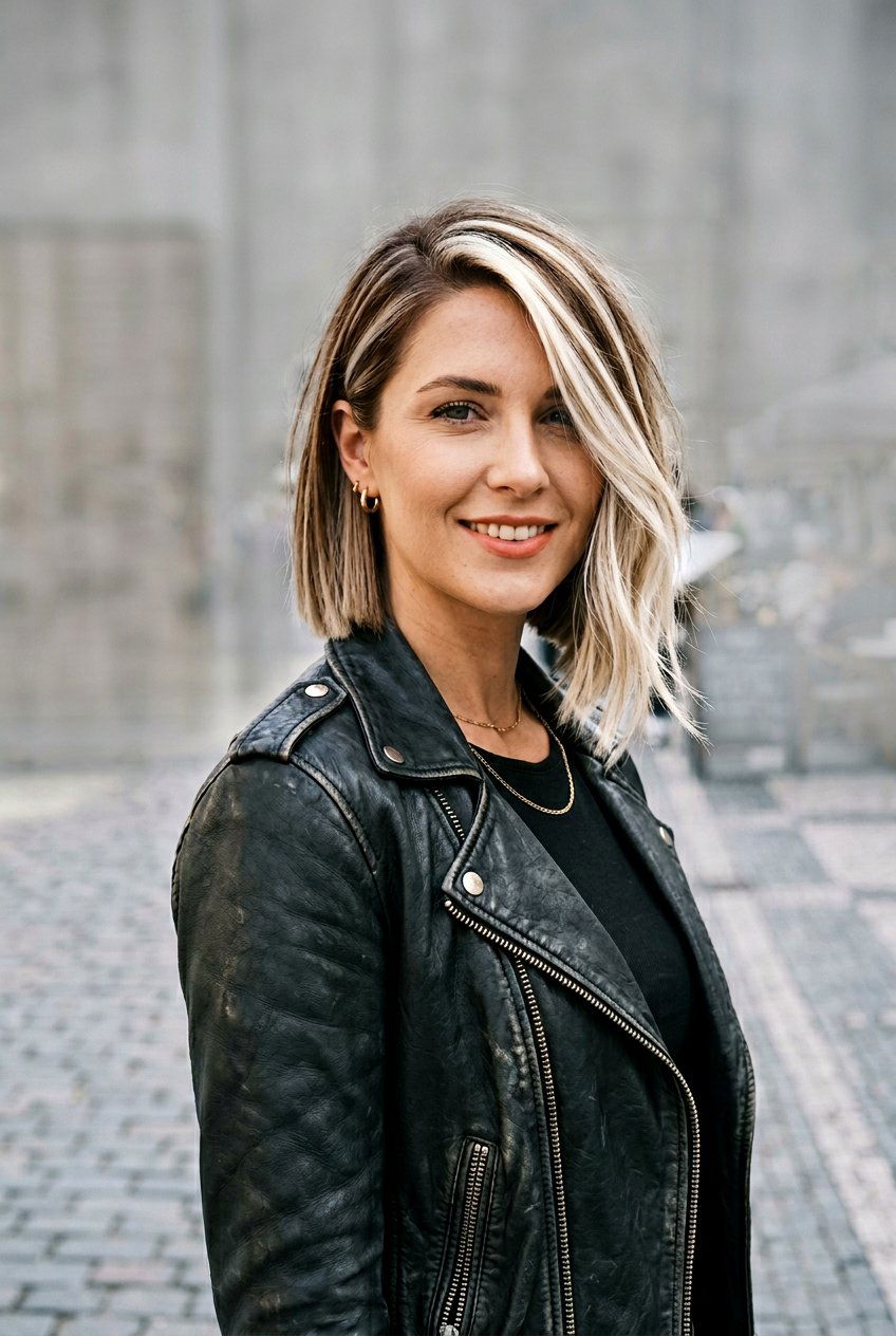 Blonde Ribbon Highlights On Asymmetrical Bob - 20 natural looking blonde ribbons - 20 natural looking blonde ribbons