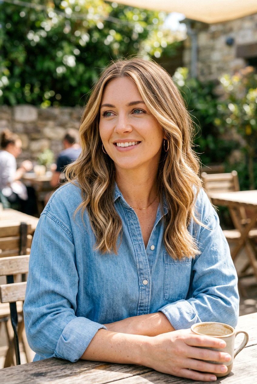 Blonde Ribbon Highlights On Shoulder Length Hair - 20 natural looking blonde ribbons - 20 natural looking blonde ribbons