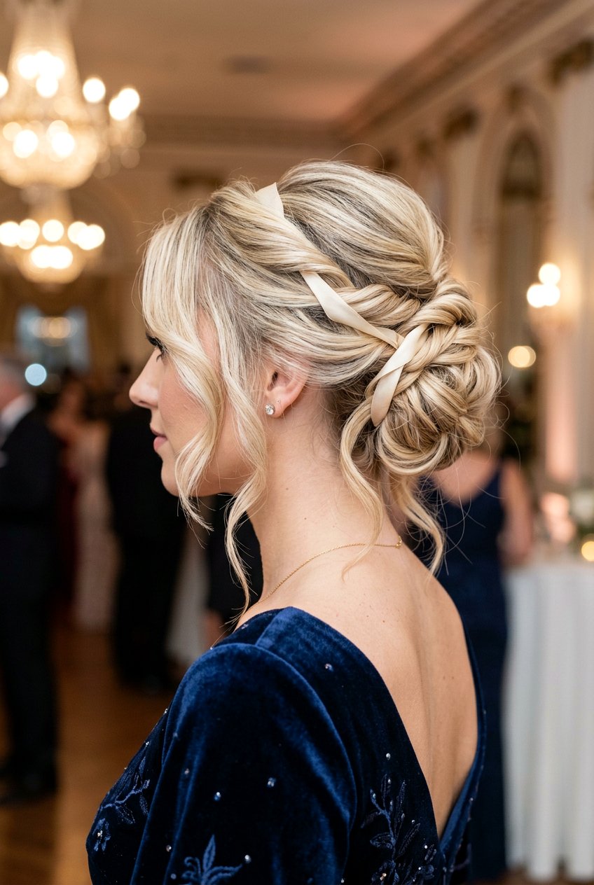 Blonde Ribbon Twisted Updo Medium Layered Hair - 20 blonde ribbons for medium layered hair - 20 blonde ribbons for medium layered hair