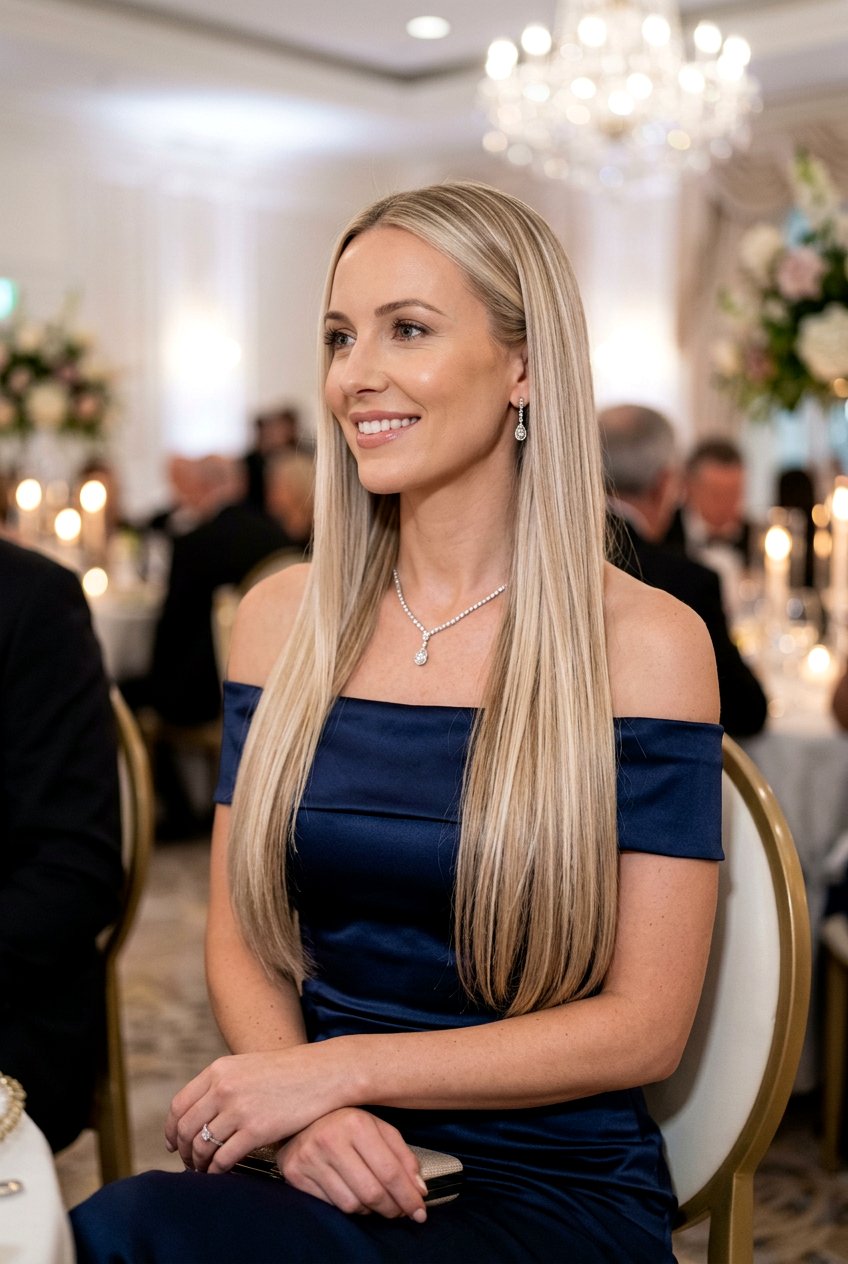 Blonde Ribbons On Straight Long Haircut - 20 natural looking blonde ribbons - 20 natural looking blonde ribbons