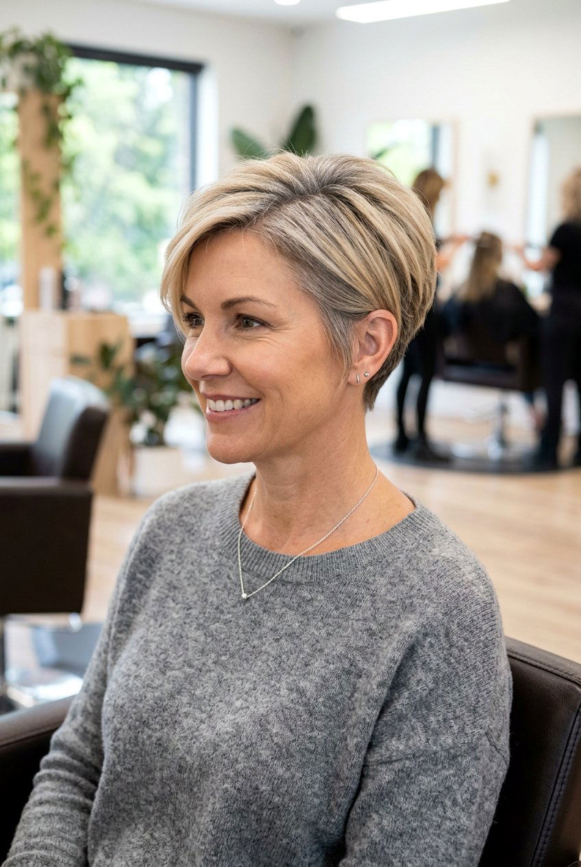 Blonde Root Smudge Tapered Pixie - 20 blonde root smudge for mature hair - 20 blonde root smudge for mature hair