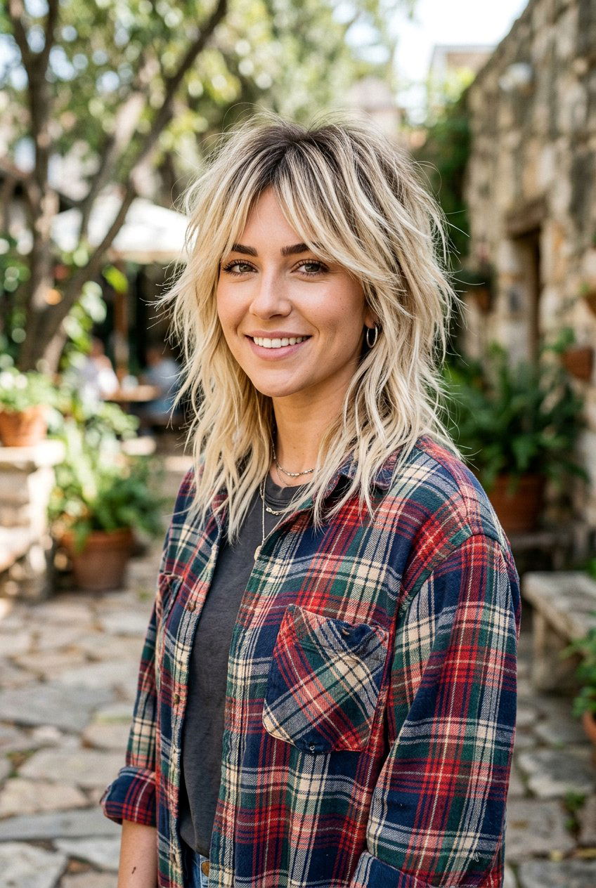 Blonde Shag With Dark Roots - 20 grunge shag hairstyle women - 20 grunge shag hairstyle women