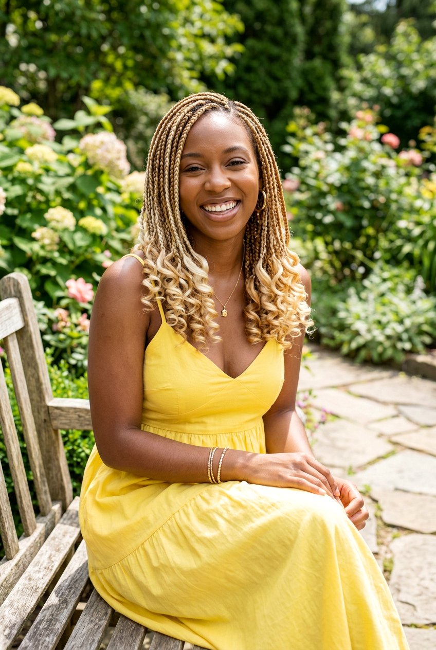 Blonde Shoulder Length Knotless Braids With Curls - 20 shoulder length knotless braids with curls - 20 shoulder length knotless braids with curls