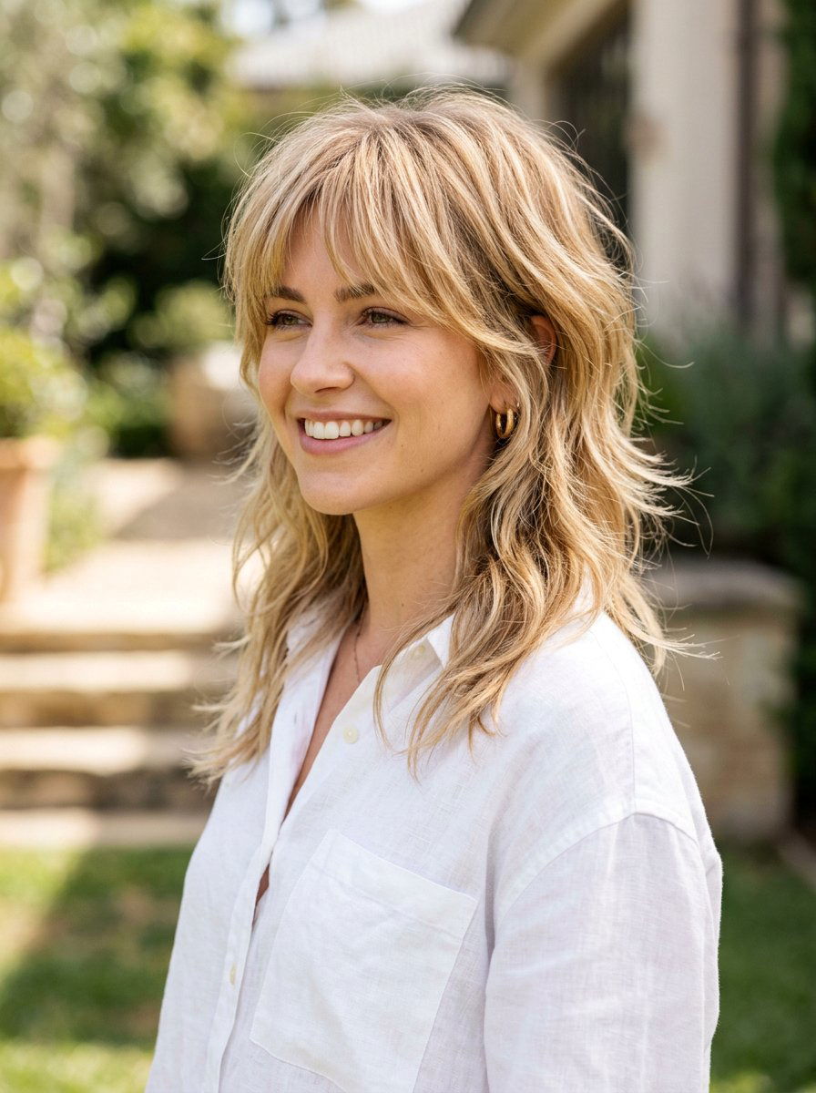 Blonde Soft Mullet with Bangs - 20 soft mullet with bangs - 20 soft mullet with bangs