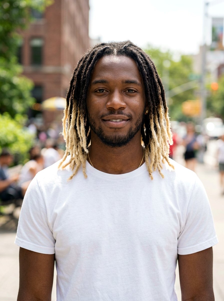 Blonde Tip Dreads - 20 shoulder length dreads for men - 20 shoulder length dreads for men