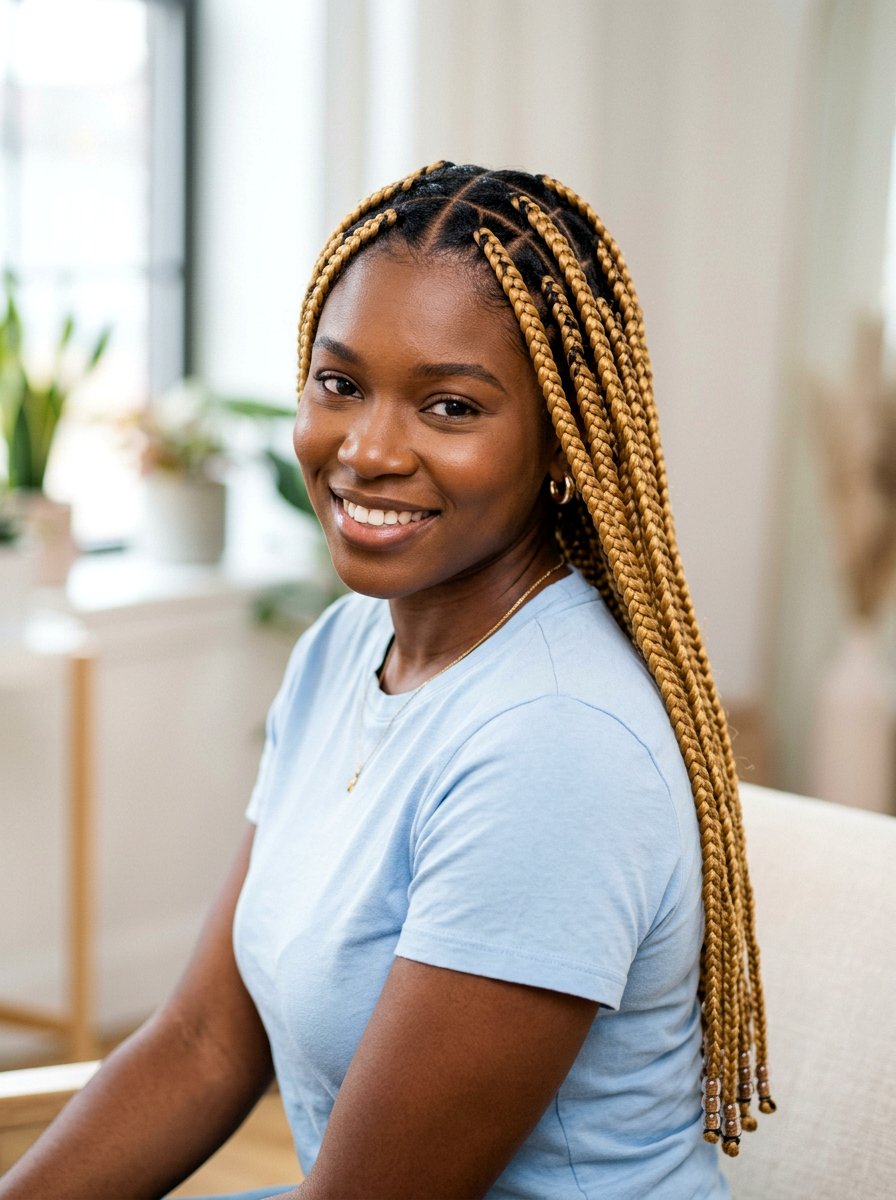 Blonde Triangle Part Box Braids - 20 triangle part box braids - 20 triangle part box braids