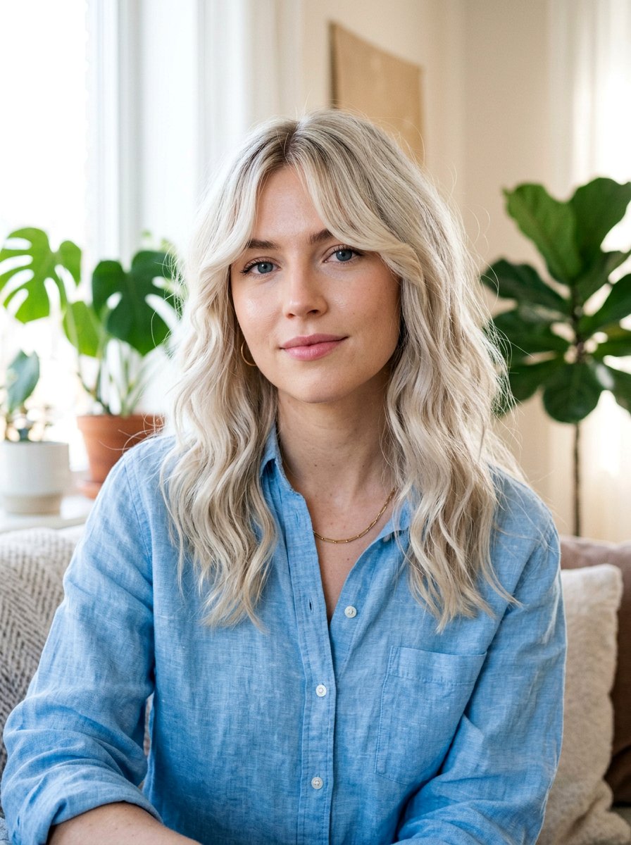 Blonde Wavy Curtain Bangs - 20 wavy curtain bangs for medium hair - 20 wavy curtain bangs for medium hair