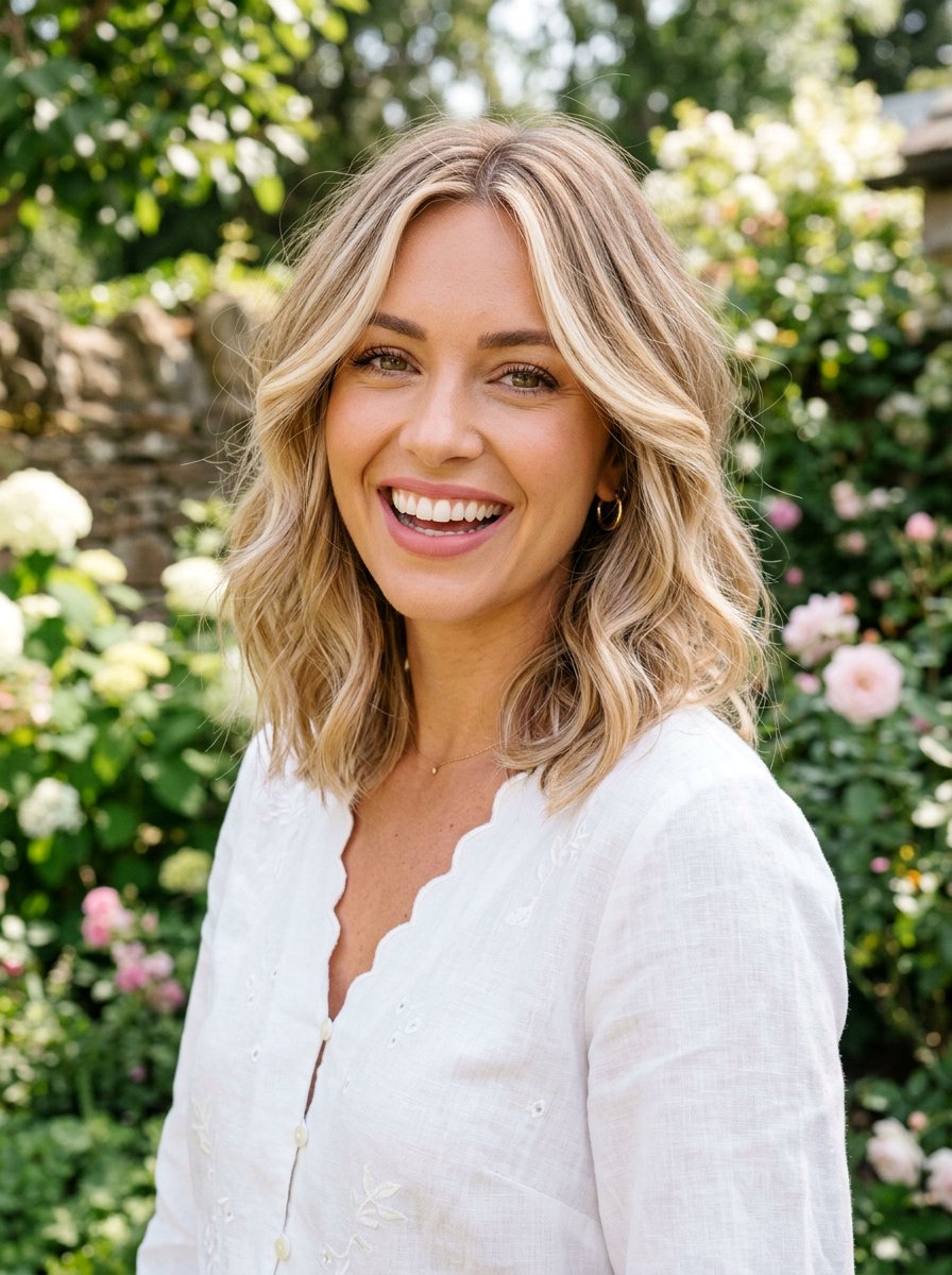 Blonde Wavy Lob With Face Framing Layers - 20 wavy lob with face framing layers - 20 wavy lob with face framing layers