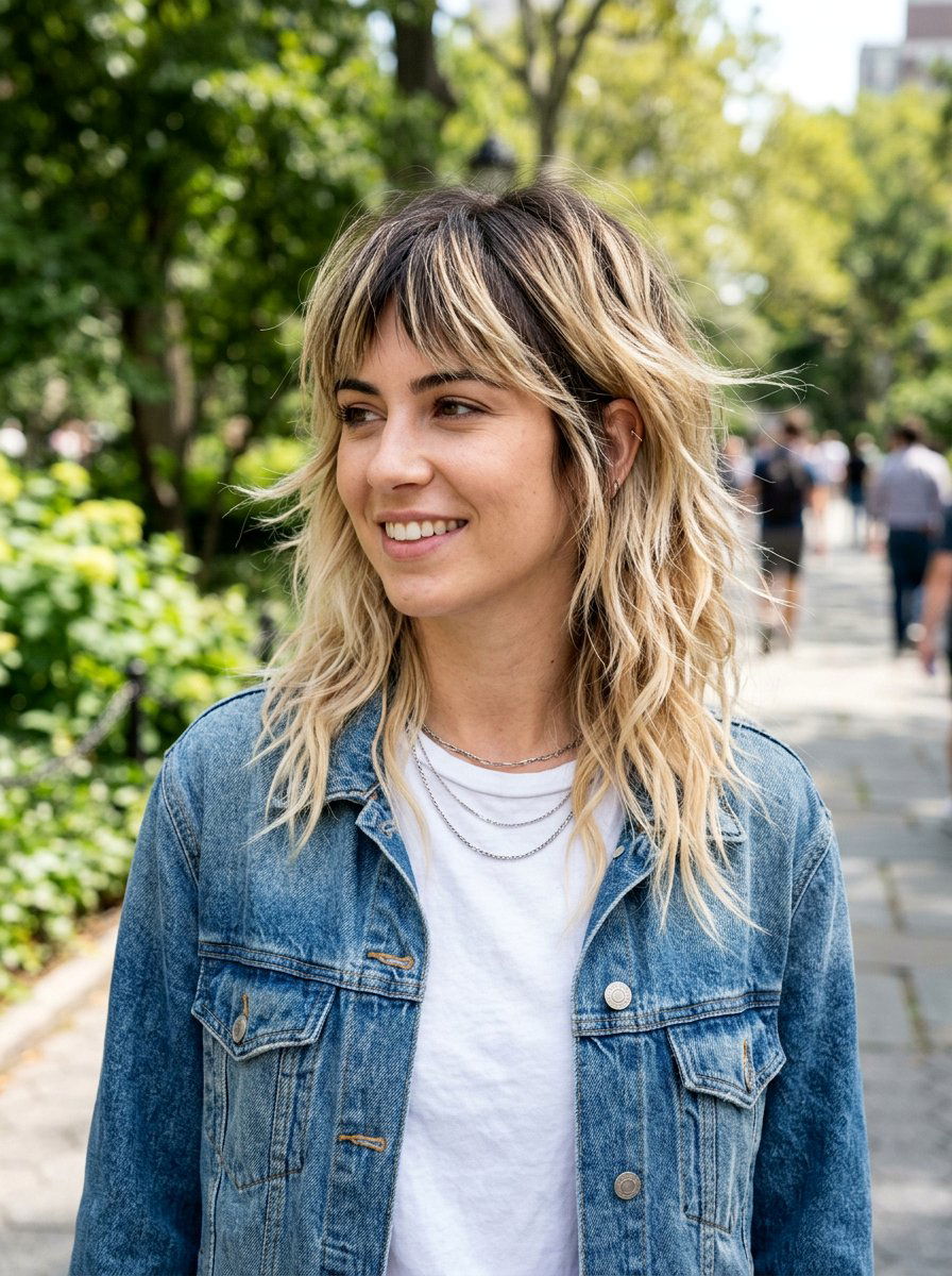 Blonde Wolf Cut With Dark Roots - 20 easy wolf cut styling ideas - 20 easy wolf cut styling ideas